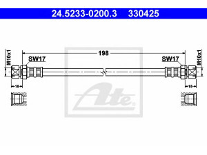 ATE 24.5233-0200.3 stabdžių žarnelė 
 Stabdžių sistema -> Stabdžių žarnelės
5 62 094, 5 62 346, 90235999, 90445758