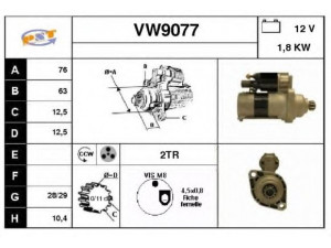 SNRA VW9077 starteris 
 Elektros įranga -> Starterio sistema -> Starteris
02M911023N, 02M911023P