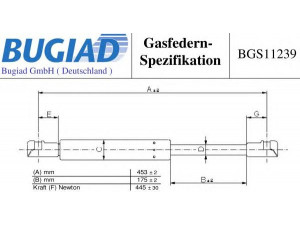 BUGIAD BGS11239 dujinė spyruoklė, bagažinė 
 Priedai -> Bagažinė/pakrovimo skyrius
68950-02091, 68960-02081