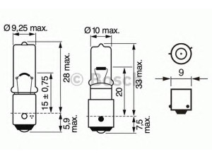 BOSCH 1 987 302 232 lemputė, galinis žibintas; lemputė, galinis žibintas; lemputė, stovėjimo žibintas; lemputė, kontūrų lemputė/atšvaitas 
 Kėbulas -> Transporto priemonės galas -> Šoninis/apribojimo žibintas/dalys -> Lemputė