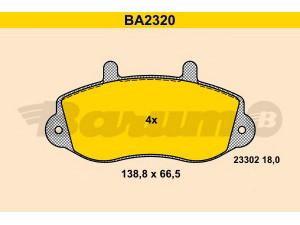 BARUM BA2320 stabdžių trinkelių rinkinys, diskinis stabdys 
 Techninės priežiūros dalys -> Papildomas remontas
16 05 979, 45 01 150, 45 02 797