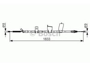 BOSCH 1 987 482 340 trosas, stovėjimo stabdys 
 Stabdžių sistema -> Valdymo svirtys/trosai
36531EY10A