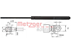 METZGER 2110284 dujinė spyruoklė, bagažinė 
 Priedai -> Bagažinė/pakrovimo skyrius
5124 2 231 663