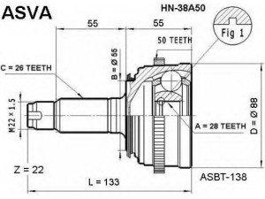 ASVA HN-38A50 jungčių komplektas, kardaninis velenas 
 Ratų pavara -> Sujungimai/komplektas
44010-S04-961, 44011-S04-010, 44014-S04-010
