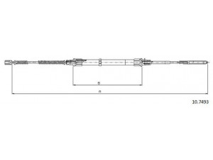 CABOR 10.7493 trosas, stovėjimo stabdys 
 Stabdžių sistema -> Valdymo svirtys/trosai
3A0609721, 3A0609721B