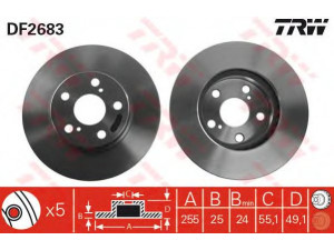 TRW DF2683 stabdžių diskas 
 Stabdžių sistema -> Diskinis stabdys -> Stabdžių diskas
4351220470, 4351220480, 4351232300