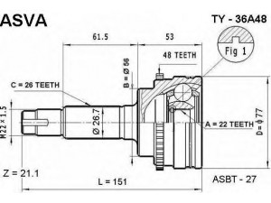 ASVA TY-36A48 jungčių komplektas, kardaninis velenas 
 Ratų pavara -> Sujungimai/komplektas
43410-16280, 43410-16281, 43420-16132