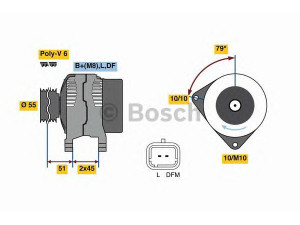 BOSCH 0 986 081 350 kintamosios srovės generatorius 
 Elektros įranga -> Kint. sr. generatorius/dalys -> Kintamosios srovės generatorius
5705 AV, A 001 T A3391A, A 001 T A3391B