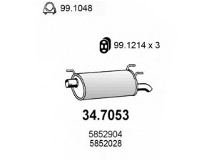 ASSO 34.7053 galinis duslintuvas 
 Išmetimo sistema -> Duslintuvas
5852026, 5852028, 5852030, 5852904