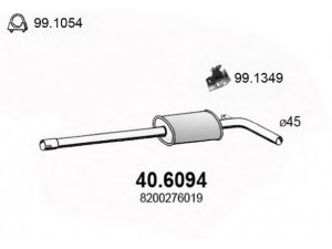 ASSO 40.6094 vidurinis duslintuvas 
 Išmetimo sistema -> Duslintuvas
8200189560, 8200276019, 8200431610