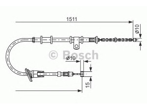 BOSCH 1 987 477 677 trosas, stovėjimo stabdys 
 Stabdžių sistema -> Valdymo svirtys/trosai
MB950336