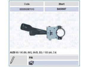 MAGNETI MARELLI 000050087010 vairo kolonėlės jungiklis 
 Vidaus įranga -> Rankinės/kojinės svirties sistema
443 953 513L, 443953513L