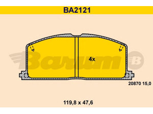 BARUM BA2121 stabdžių trinkelių rinkinys, diskinis stabdys 
 Techninės priežiūros dalys -> Papildomas remontas
04465-10040, 04465-12040, 04465-12090