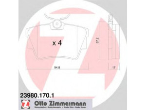 ZIMMERMANN 23980.170.1 stabdžių trinkelių rinkinys, diskinis stabdys 
 Techninės priežiūros dalys -> Papildomas remontas
4406000QAF, 1 605 199, 4414029