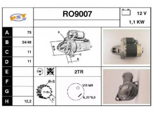 SNRA RO9007 starteris 
 Elektros įranga -> Starterio sistema -> Starteris
31200P06L03, 31200PE005, 31200PE013