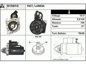EDR 915910 starteris 
 Elektros įranga -> Starterio sistema -> Starteris
76422610, 7642261, 7680619