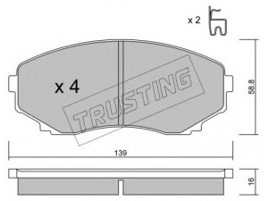 TRUSTING 493.0 stabdžių trinkelių rinkinys, diskinis stabdys 
 Techninės priežiūros dalys -> Papildomas remontas
LCY1-33-23Z, LCY4-33-23ZD, LDY5-33-23Z