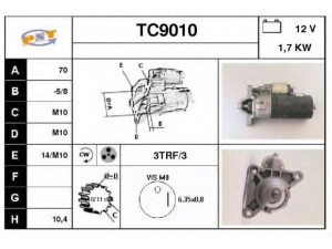 SNRA TC9010 starteris 
 Elektros įranga -> Starterio sistema -> Starteris
M1T50171, M1T50172, M2T90071, 3110086CB1