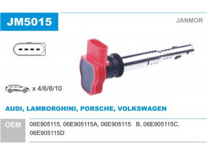 JANMOR JM5015 ritė, uždegimas 
 Kibirkšties / kaitinamasis uždegimas -> Uždegimo ritė
06E905115, 06E905115A, 06E905115B
