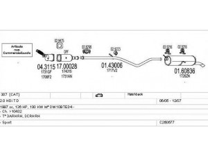 MTS C260677010025 išmetimo sistema 
 Išmetimo sistema -> Išmetimo sistema, visa