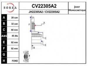 EAI CV22305A2K jungčių komplektas, kardaninis velenas 
 Ratų pavara -> Sujungimai/komplektas