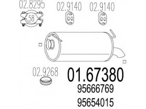 MTS 01.67380 galinis duslintuvas 
 Išmetimo sistema -> Duslintuvas
95654015, 95666769