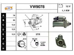 SNRA VW9078 starteris 
 Elektros įranga -> Starterio sistema -> Starteris
0AH911023, 0AH911023A