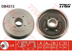 TRW DB4212 stabdžių būgnas 
 Stabdžių sistema -> Būgninis stabdys -> Stabdžių būgnas
4320000QAG, 7700304984