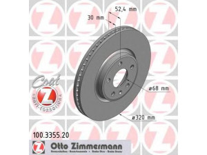 ZIMMERMANN 100.3355.20 stabdžių diskas 
 Stabdžių sistema -> Diskinis stabdys -> Stabdžių diskas
8R0 615 301