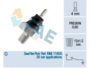 FAE 12160 alyvos slėgio jungiklis 
 Variklis -> Variklio elektra
1131.19, 0055442300, 28669L, 35703W