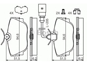 BOSCH 0 986 494 619 stabdžių trinkelių rinkinys, diskinis stabdys 
 Techninės priežiūros dalys -> Papildomas remontas
701 698 451 C, 7D0 698 451, 7D0 698 451 A