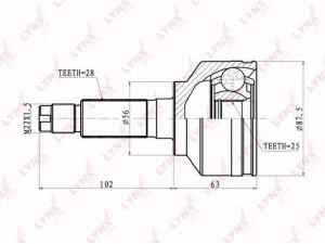 LYNXauto CO-4408 jungčių komplektas, kardaninis velenas 
 Ratų pavara -> Sujungimai/komplektas
49591-3E000, 49591-3E001, 49591-3E000