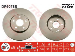 TRW DF6078S stabdžių diskas 
 Stabdžių sistema -> Diskinis stabdys -> Stabdžių diskas
2114211212
