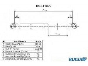 BUGIAD BGS11090 dujinė spyruoklė, bagažinė 
 Priedai -> Bagažinė/pakrovimo skyrius
1434296, 6M21R406A10AD