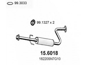 ASSO 15.6018 vidurinis duslintuvas 
 Išmetimo sistema -> Duslintuvas
18220SN7G10, GEX33676, WCE103330