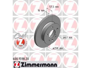 ZIMMERMANN 600.1598.20 stabdžių diskas 
 Dviratė transporto priemonės -> Stabdžių sistema -> Stabdžių diskai / priedai
251 407 615 B, 251 407 615 Q