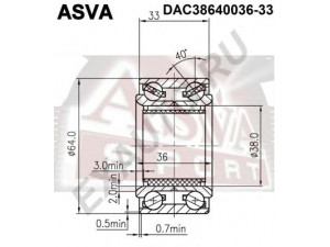 ASVA DAC38640036-33 rato guolis 
 Ašies montavimas/vairavimo mechanizmas/ratai -> Rato stebulė/montavimas -> Rato guolis