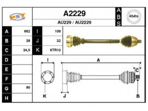 SNRA A2229 kardaninis velenas 
 Ratų pavara -> Kardaninis velenas
4A0407272AF, 4A0407272B, 4A0407272CQ