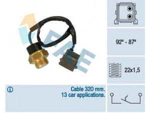 FAE 36730 temperatūros jungiklis, radiatoriaus ventiliatorius 
 Aušinimo sistema -> Siuntimo blokas, aušinimo skysčio temperatūra
40 86 690, 41 10 508, 95 69 054