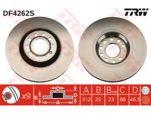 TRW DF4262S stabdžių diskas 
 Dviratė transporto priemonės -> Stabdžių sistema -> Stabdžių diskai / priedai
4B0615301A, 4B0698996A, 8D0615301J