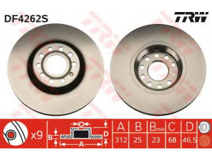 TRW DF4262S stabdžių diskas 
 Stabdžių sistema -> Diskinis stabdys -> Stabdžių diskas
4B0615301A, 4B0698996A, 8D0615301J