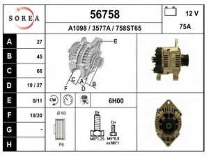EAI 56758 kintamosios srovės generatorius 
 Elektros įranga -> Kint. sr. generatorius/dalys -> Kintamosios srovės generatorius
7700300407