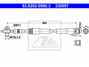 ATE 83.6252-0560.3 stabdžių žarnelė 
 Stabdžių sistema -> Stabdžių žarnelės
8N0 611 707 A