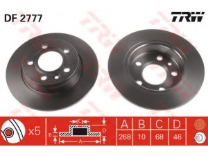 TRW DF2777 stabdžių diskas 
 Stabdžių sistema -> Diskinis stabdys -> Stabdžių diskas
1001094, 1023605, 1044570, 1045995