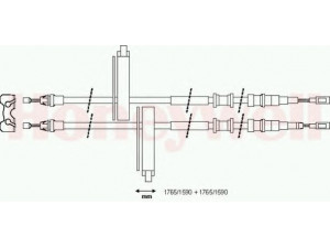BENDIX 432980B trosas, stovėjimo stabdys 
 Stabdžių sistema -> Valdymo svirtys/trosai
1069082, 1087208, 1088016, 1101841