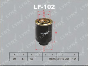 LYNXauto LF-102 kuro filtras 
 Techninės priežiūros dalys -> Papildomas remontas
23300-64480, 23390-64480