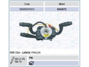 MAGNETI MARELLI 000050072010 vairo kolonėlės jungiklis 
 Vidaus įranga -> Rankinės/kojinės svirties sistema
735367425, 735373098