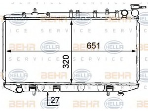 HELLA 8MK 376 707-641 radiatorius, variklio aušinimas 
 Aušinimo sistema -> Radiatorius/alyvos aušintuvas -> Radiatorius/dalys
21410-54Y00, 21410-58Y01