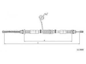 CABOR 11.5668 trosas, stovėjimo stabdys 
 Stabdžių sistema -> Valdymo svirtys/trosai
1494893, 1C152A635CD, 1C152A635CE