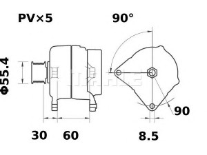 MAHLE ORIGINAL MG 32 kintamosios srovės generatorius 
 Elektros įranga -> Kint. sr. generatorius/dalys -> Kintamosios srovės generatorius
028 903 027 E, 028 903 028